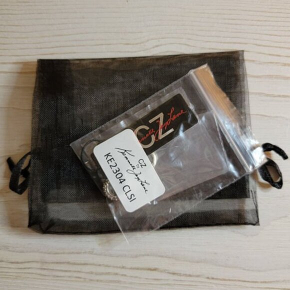 Mini Hoop Hugger Earrings Micro Pave CZ by Kenneth Jay Lane Cubic Zirconia NEW - Picture 4 of 6